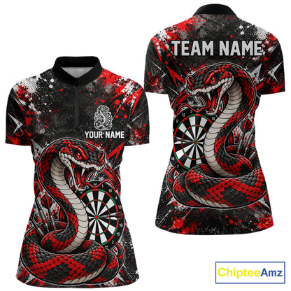 Red Black Snake Dartboard Polo Shirt For Women Custom Cobra Darts Team Tournament Jersey NHT1681