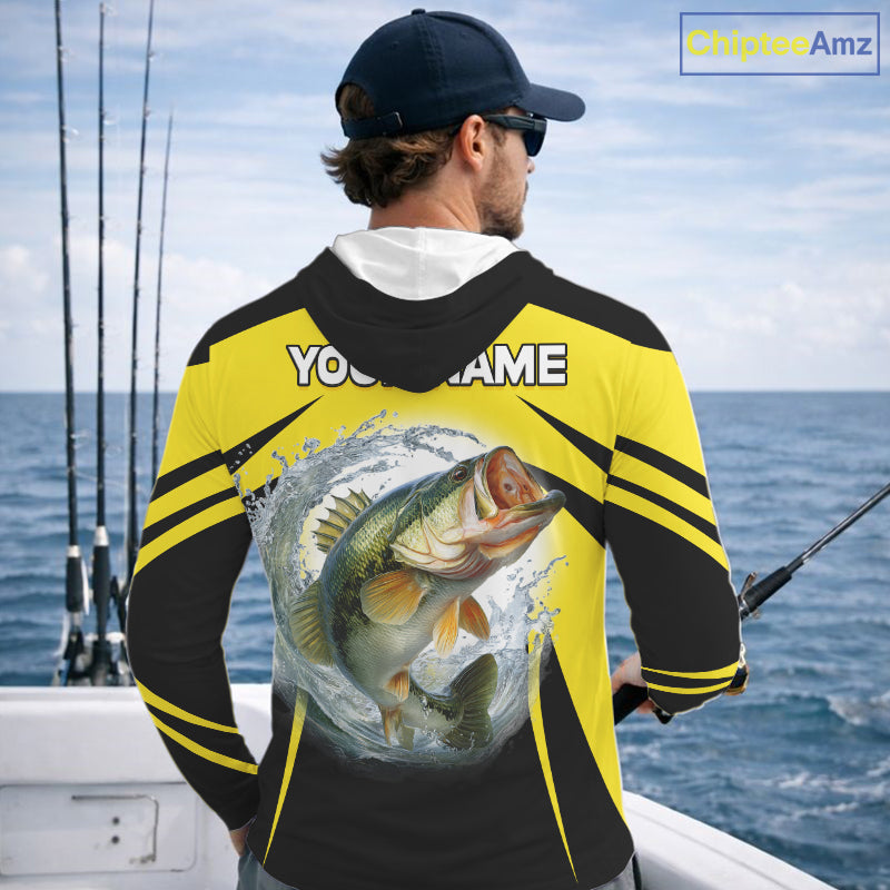 Largemouth Bass Fishing Shirts Long Sleeve Hooded Sport With Personalized Name NHT397