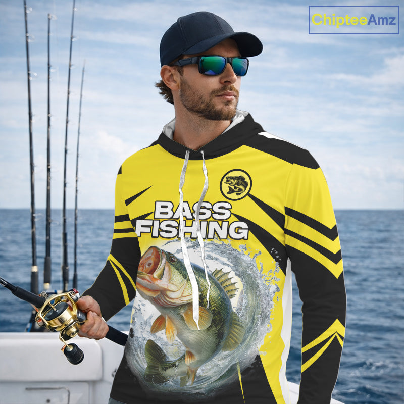 Largemouth Bass Fishing Shirts Long Sleeve Hooded Sport With Personalized Name NHT397
