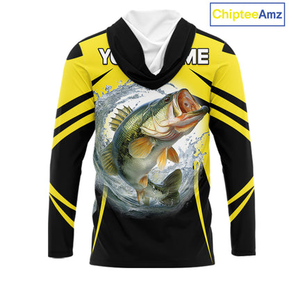 Largemouth Bass Fishing Shirts Long Sleeve Hooded Sport With Personalized Name NHT397