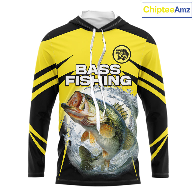 Largemouth Bass Fishing Shirts Long Sleeve Hooded Sport With Personalized Name NHT397