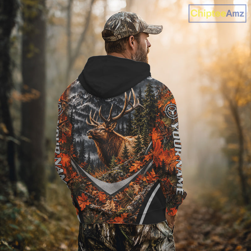 Elk Hunting Shirt For Men Custom Autumn Mountain Wildlife Pullover Shirt NHT1688