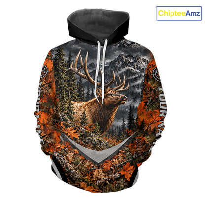 Elk Hunting Shirt For Men Custom Autumn Mountain Wildlife Pullover Shirt NHT1688