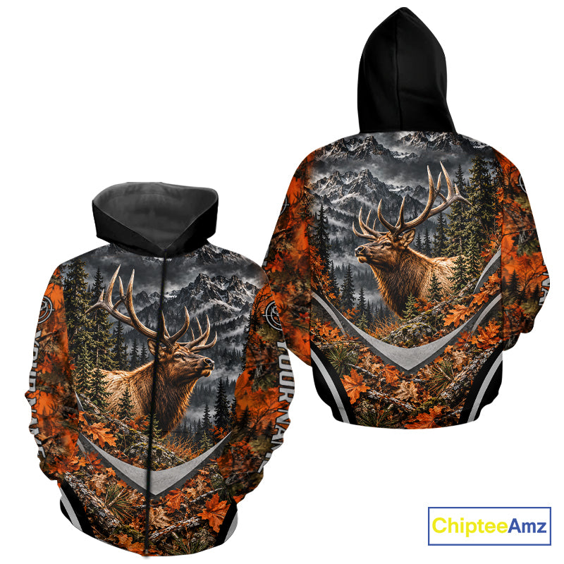 Elk Hunting Shirt For Men Custom Autumn Mountain Wildlife Pullover Shirt NHT1688