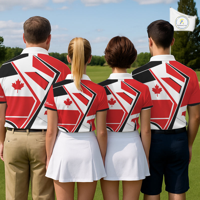 Personalized Canada Flag Womens Golf Polo Shirt, Patriotic Golf Gifts For Golf Lover NHT733
