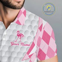 Load image into Gallery viewer, Pink Argyle Plaid Pattern Funny Flamingo Golf Wine Mens Golf Polos Shirt Custom Funny Golf Shirt For Ladies NHT738