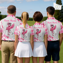 Load image into Gallery viewer, Pink Argyle Plaid Pattern Funny Flamingo Golf Wine Mens Golf Polos Shirt Custom Funny Golf Shirt For Ladies NHT738