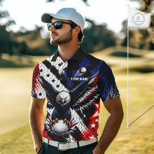 Load image into Gallery viewer, American Flag Eagle Mens Golf Polo Shirts Custom Patriotic Eagle Golf Jersey NHT903