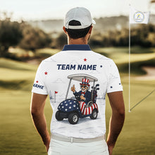 Load image into Gallery viewer, Custom Patriotic Mens Golf Polo Shirt – American Eagle Golf Team Polo With Personalized Name 