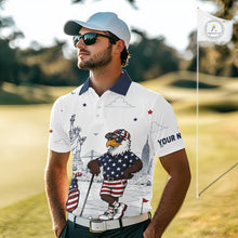 Load image into Gallery viewer, Custom Patriotic Mens Golf Polo Shirt – American Eagle Golf Team Polo With Personalized Name 