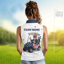 Load image into Gallery viewer, Custom Patriotic Womens Sleeveless Golf Polo Shirt – American Eagle Golf Team Polo With Personalized Name 