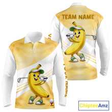 Load image into Gallery viewer, Funny Banana Golf Polo Shirt Custom Name – Cute Banana Golfer Golf Polo For Men 