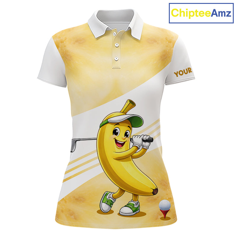 Funny Banana Golf Polo Shirt Custom Name – Cute Banana Golfer Golf Polo For Women 
