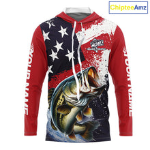 Load image into Gallery viewer, Personalized Bass Fishing Jerseys, Custom American Flag Bass Fishing Shirts Long Sleeve NHT414