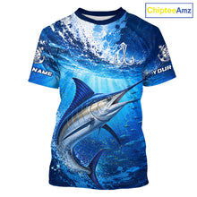 Load image into Gallery viewer, Marlin Short Sleeve T-Shirt Ocean Blue 3D All Over Print Performance Shirt 
