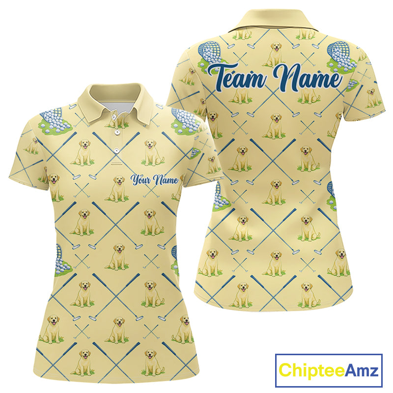 Funny Yellow Labrador Golf Polo Shirt For Team, Womens Polo Shirt For Golf Lovers NHT564