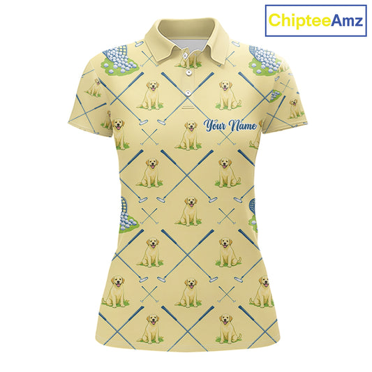 Funny Yellow Labrador Golf Polo Shirt For Team, Womens Polo Shirt For Golf Lovers NHT564