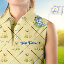 Load image into Gallery viewer, Funny Yellow Labrador Womens Sleeveless Golf Polo Shirt For Team, Womens Polo Shirt For Golf Lovers NHT564