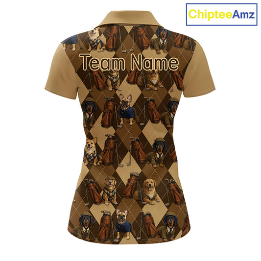Funny Dog Pattern Womens Golf Polo Shirt For Team, Best Golf Dog Custom Pet For Golf Lovers NHT566