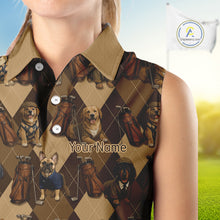 Load image into Gallery viewer, Funny Dog Pattern Womens Sleeveless Golf Polo Shirt For Team, Best Golf Dog Custom Pet For Golf Lovers NHT566