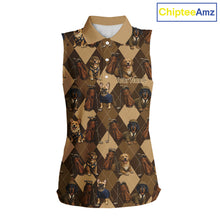 Load image into Gallery viewer, Funny Dog Pattern Womens Sleeveless Golf Polo Shirt For Team, Best Golf Dog Custom Pet For Golf Lovers NHT566