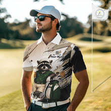 Load image into Gallery viewer, Custom Beige Funny Raccoon Golf Team Shirt For Mens,Golf Jersey Polo Shirt Outfit NHT937