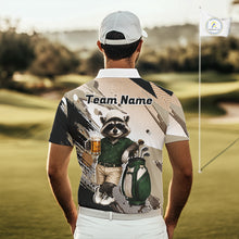 Load image into Gallery viewer, Custom Beige Funny Raccoon Golf Team Shirt For Mens,Golf Jersey Polo Shirt Outfit NHT937