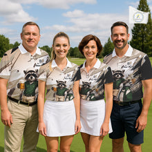Load image into Gallery viewer, Custom Beige Funny Raccoon Golf Team Shirt For Mens,Golf Jersey Polo Shirt Outfit NHT937