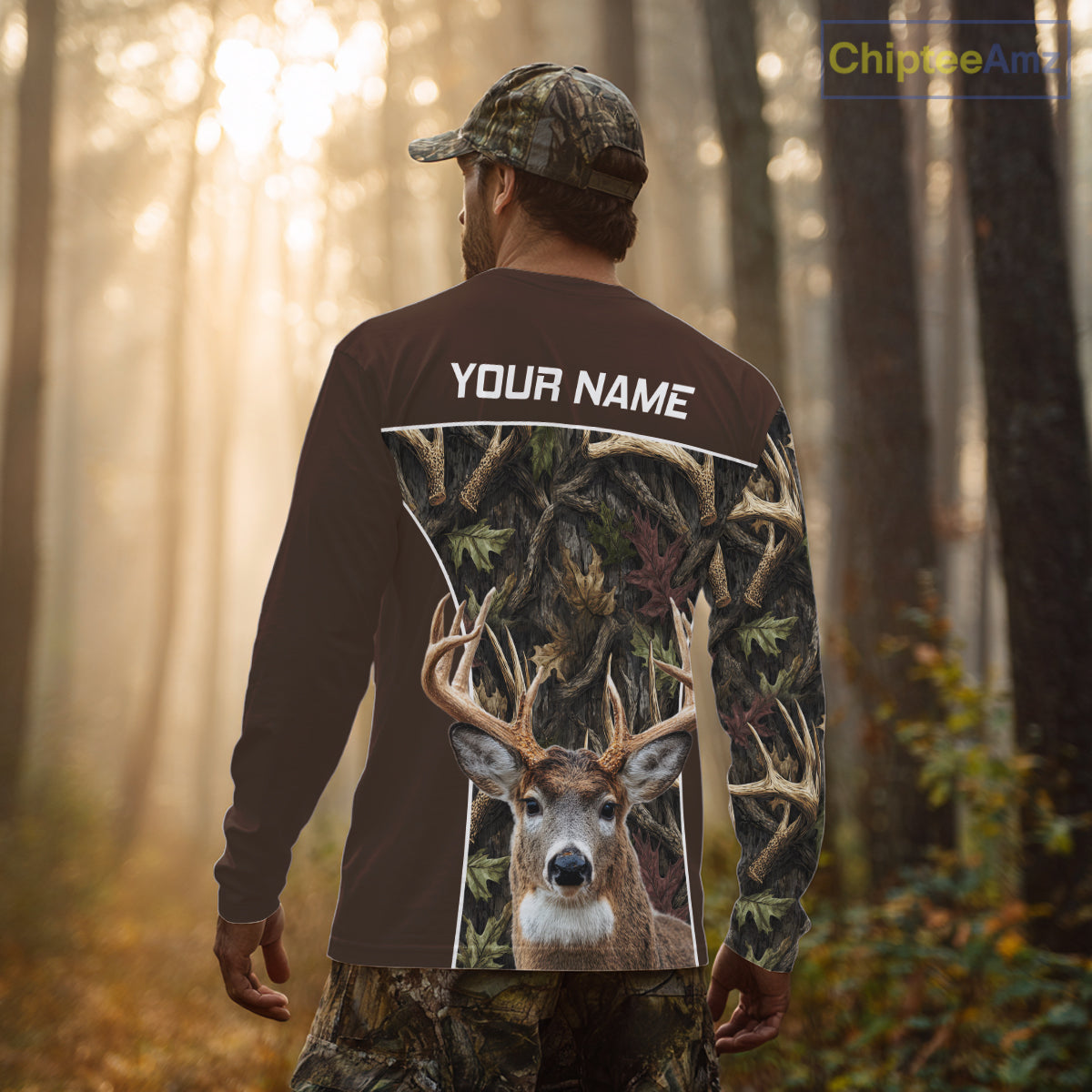 Brown Camo Deer Hunting Shirt, Deer Hunting Custom Name Camouflage Hunting Clothes NHT239
