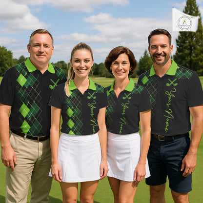 Womens Golf Polo Shirt Argyle Pattern Golf Shirts For Womens Funny White Green Golf Gifts NHT788