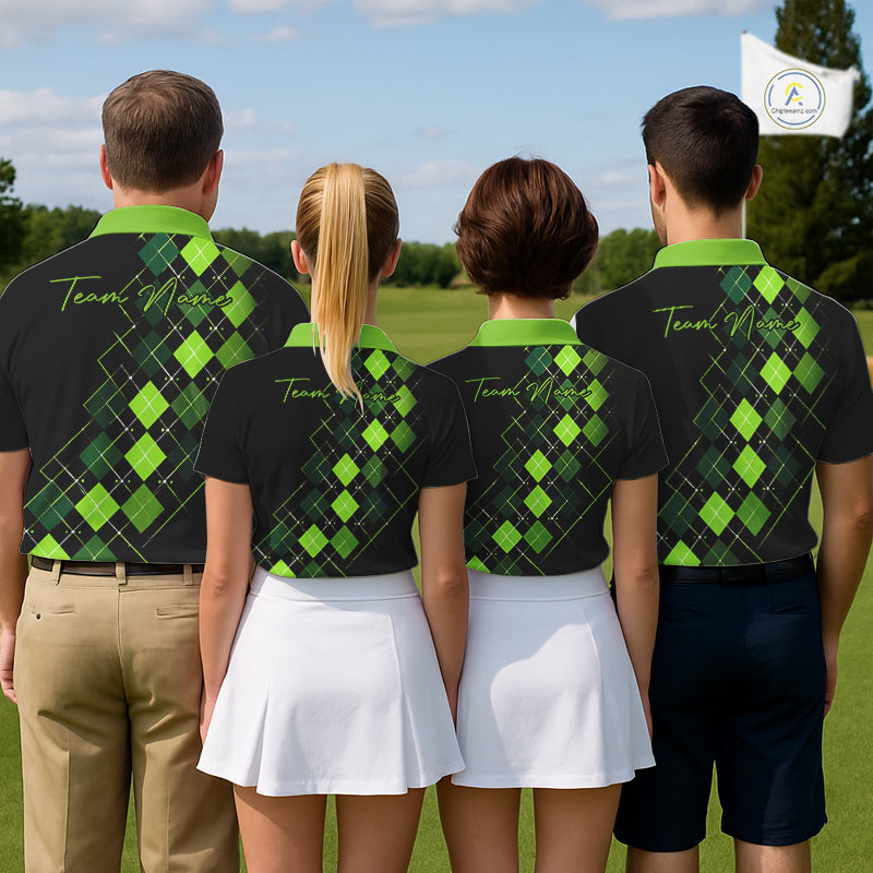 Womens Golf Polo Shirt Argyle Pattern Golf Shirts For Womens Funny White Green Golf Gifts NHT788