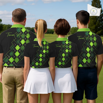 Womens Golf Polo Shirt Argyle Pattern Golf Shirts For Womens Funny White Green Golf Gifts NHT788