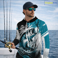 Load image into Gallery viewer, Personalized Bass Fishing Shirts Long Sleeve Hooded, Patriotic American Flag Fishing Jersey 