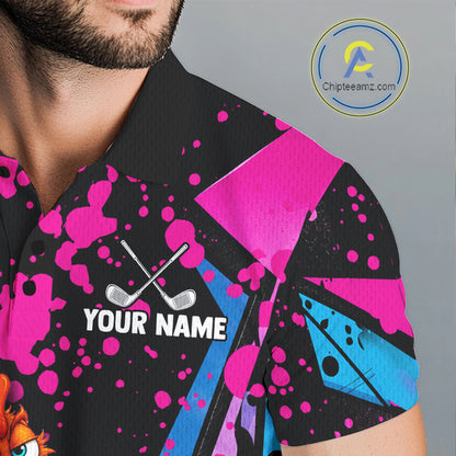 Personalized Rooster Men Golf Polo Shirt Funny Chicken Custom Team Name Golf Jersey NHT1253