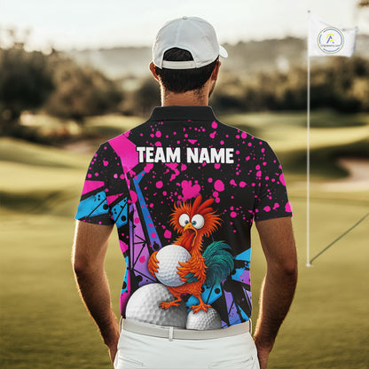 Colorful Funny Chicken Golf Jersey for Men Golf League Team Shirt