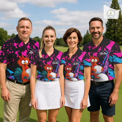Colorful Funny Chicken Golf Jersey for Men Golf League Team Shirt