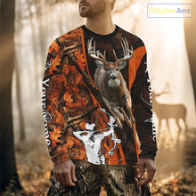 Load image into Gallery viewer, Orange Bow hunting Deer Camouflage Personalized Hunting Shirt, Hoodie Hunting Shirt For Men NHT318