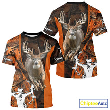 Load image into Gallery viewer, Orange Bow hunting Deer Camouflage Personalized Hunting Shirt, Hoodie Hunting Shirt For Men NHT318