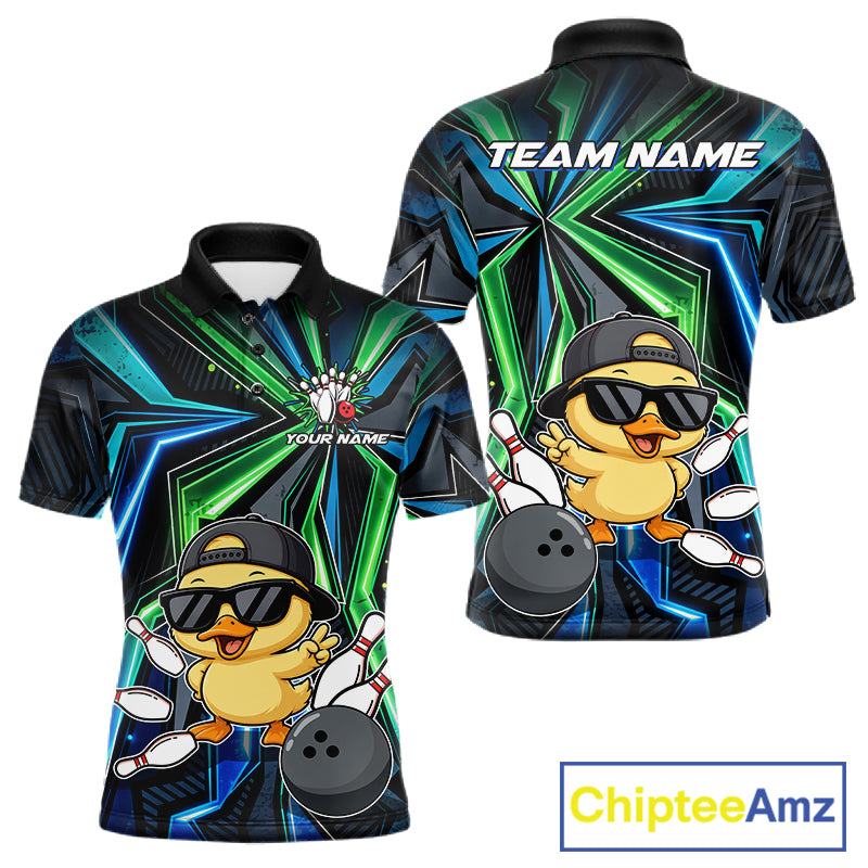 Custom Men Bowling Shirt With Funny Duck – Personalized Team Bowling Jersey, 3D Bowling Shirt NHT1411