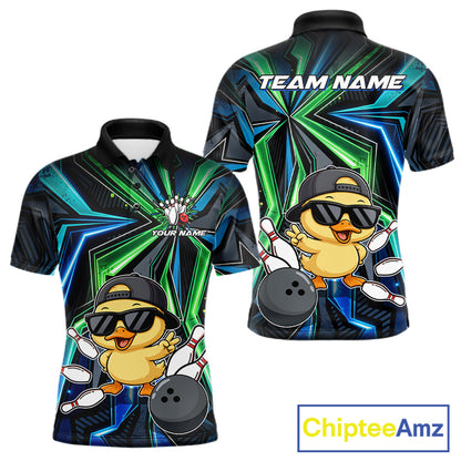Custom Men Bowling Shirt With Funny Duck – Personalized Team Bowling Jersey, 3D Bowling Shirt NHT1411