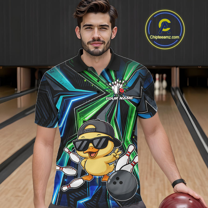 Custom Men Bowling Shirt With Funny Duck – Personalized Team Bowling Jersey, 3D Bowling Shirt NHT1411