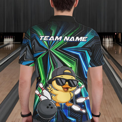 Custom Men Bowling Shirt With Funny Duck – Personalized Team Bowling Jersey, 3D Bowling Shirt NHT1411