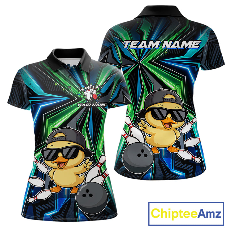 Custom Women Bowling Shirt With Funny Duck – Personalized Team Bowling Jersey, 3D Bowling Shirt NHT1411