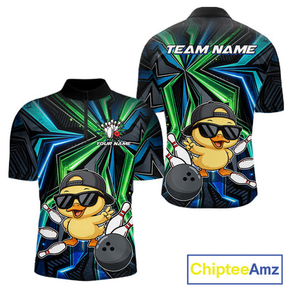 Custom Men Bowling Shirt With Funny Duck – Personalized Team Bowling Jersey, 3D Bowling Shirt NHT1411