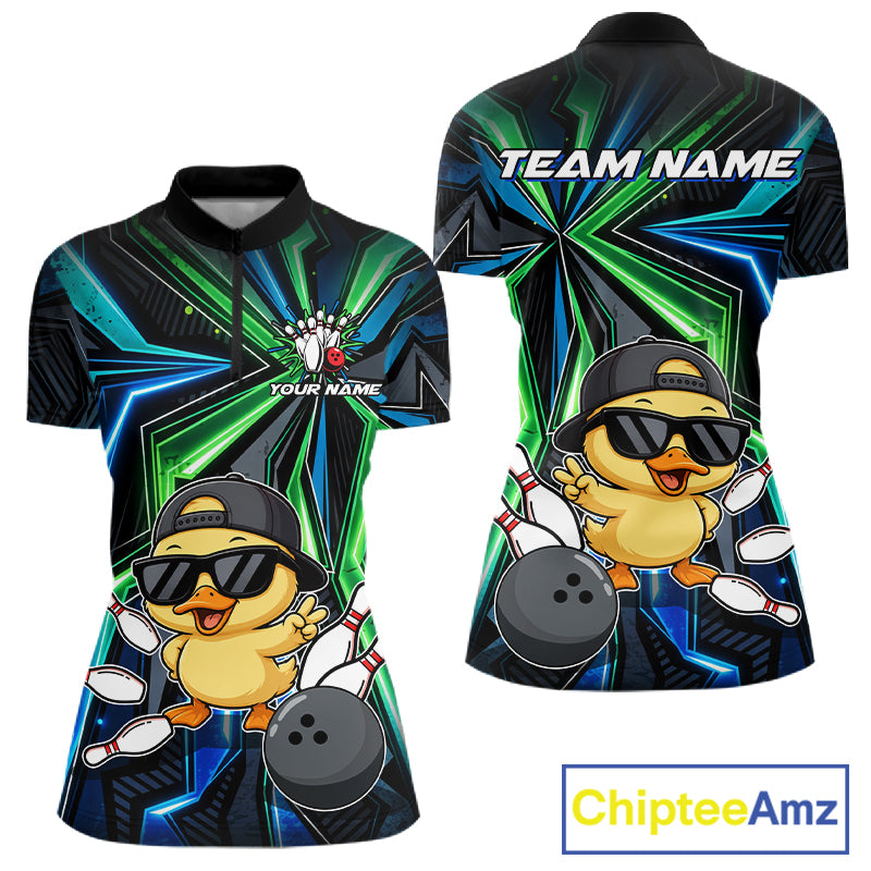 Custom Women Bowling Shirt With Funny Duck – Personalized Team Bowling Jersey, 3D Bowling Shirt NHT1411
