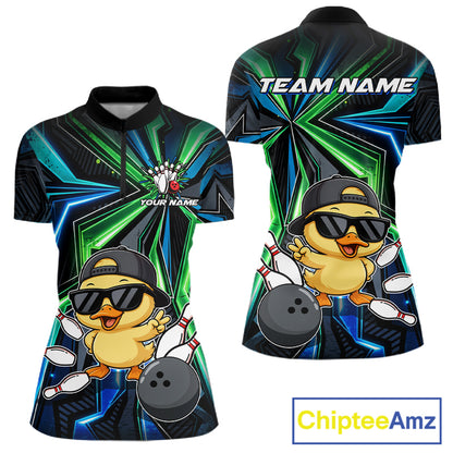 Custom Women Bowling Shirt With Funny Duck – Personalized Team Bowling Jersey, 3D Bowling Shirt NHT1411