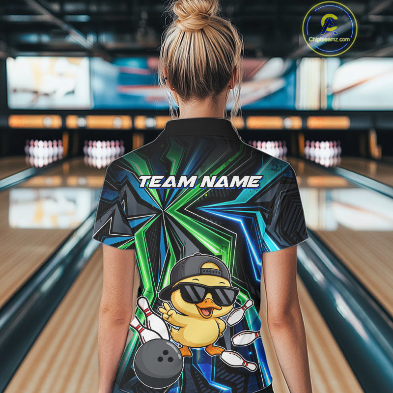 Custom Women Bowling Shirt With Funny Duck – Personalized Team Bowling Jersey, 3D Bowling Shirt NHT1411