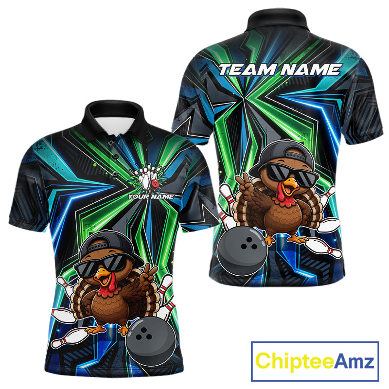 Custom Men Bowling Shirt With Funny Turkey – Personalized Team Bowling Jersey, 3D Bowling Shirt NHT1413