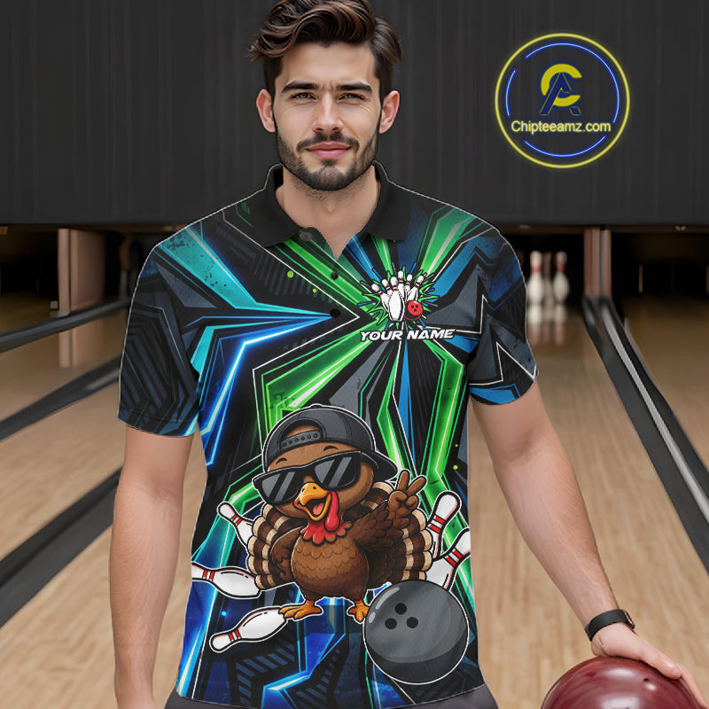 Custom Men Bowling Shirt With Funny Turkey – Personalized Team Bowling Jersey, 3D Bowling Shirt NHT1413