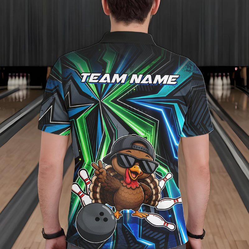 Custom Men Bowling Shirt With Funny Turkey – Personalized Team Bowling Jersey, 3D Bowling Shirt NHT1413